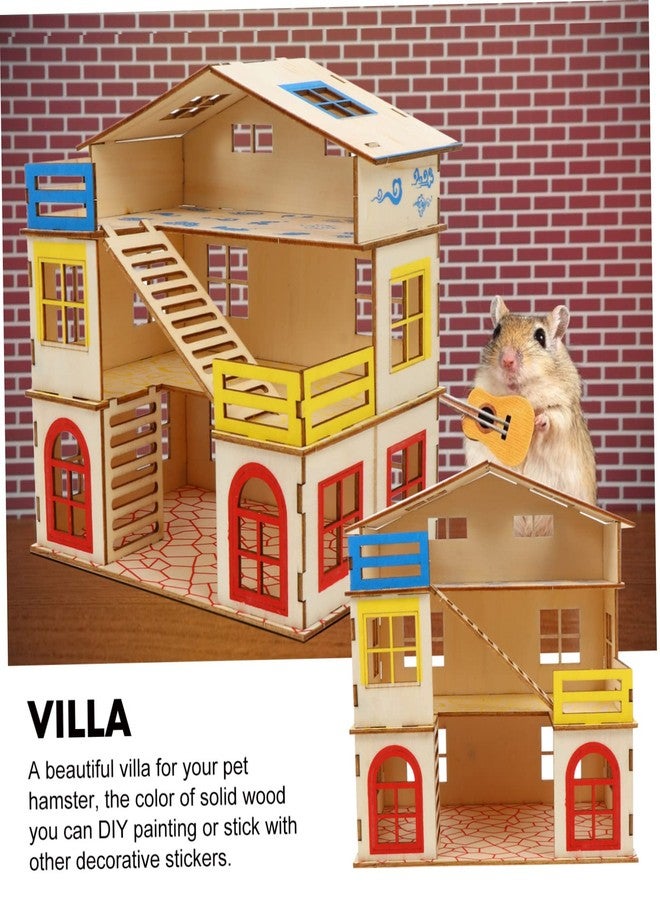 BCOATH Pet Villa Multi-Layer Hamster House with Ladder Natural Wooden Sleeping Nest Climbing Toy Small Animal Habitat Fun Activity Space - Image 4